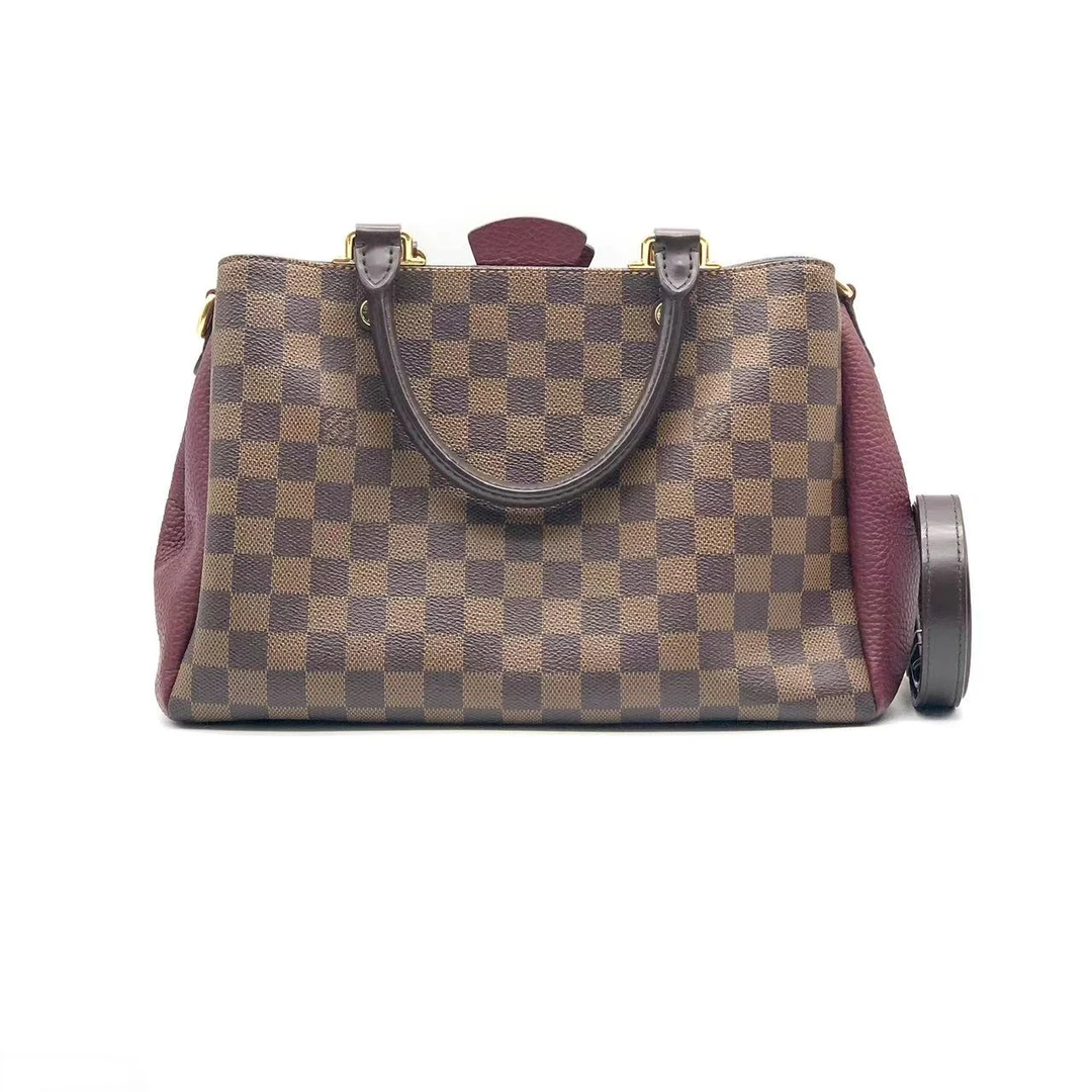 95新 LouisVuitton/路易威登  棕棋盘格拼紫托特包