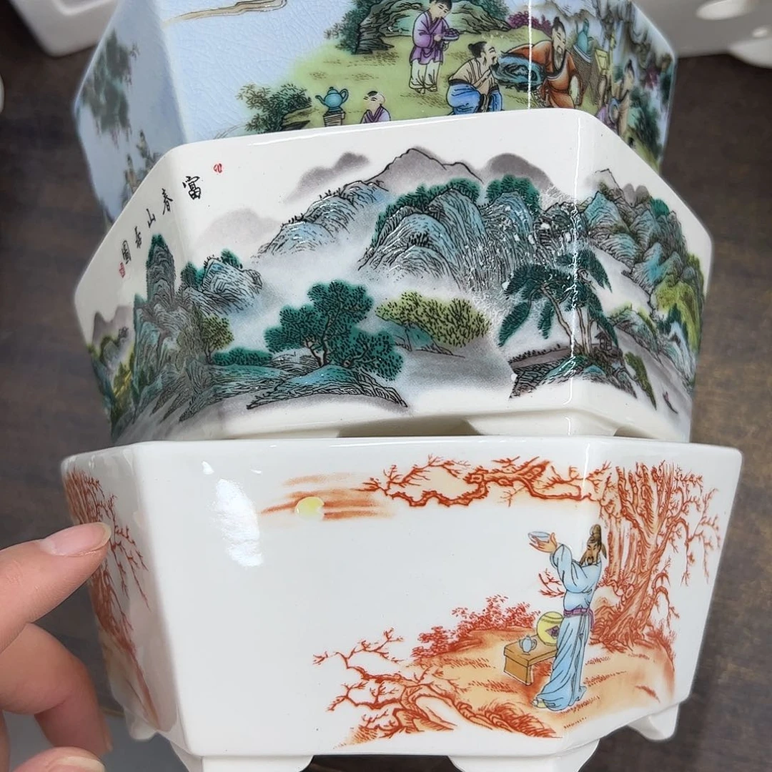 紫砂花盆537号瑕疵3个17/7cm福利