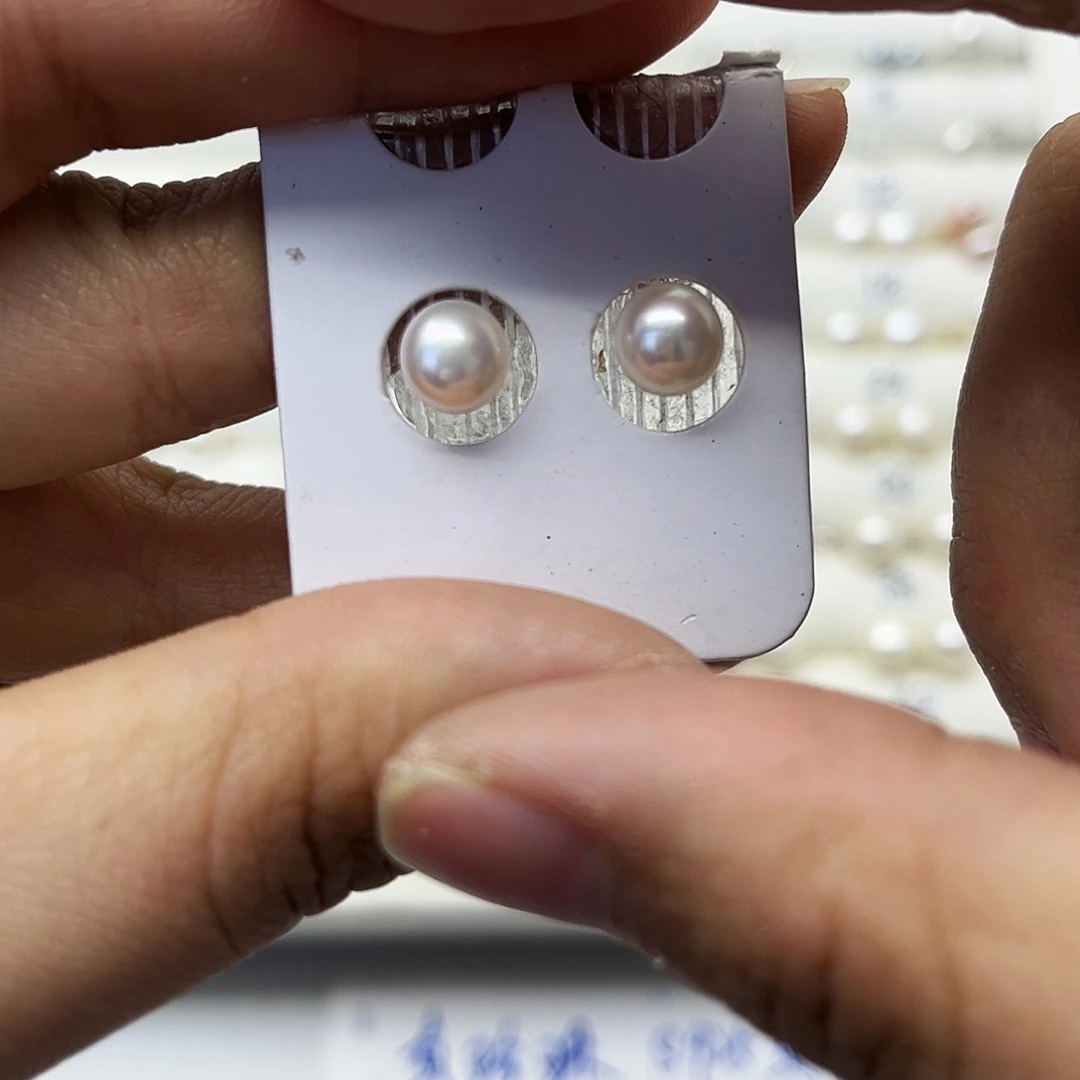 淡水珍珠耳饰银S925镶嵌沉*