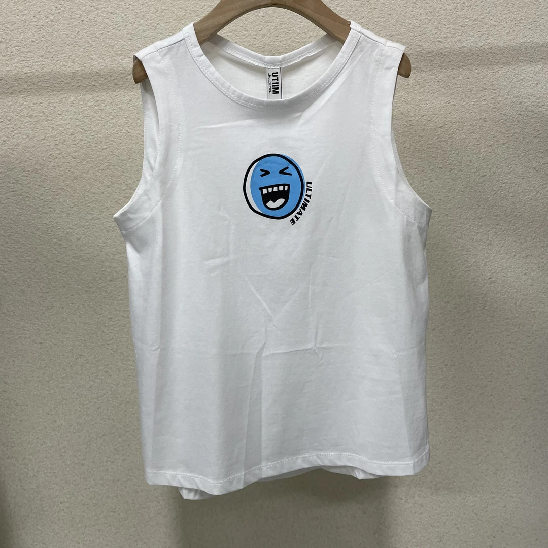 夏季中大童常规吸汗卡通印花印花T恤上衣无袖宅萌系 8号