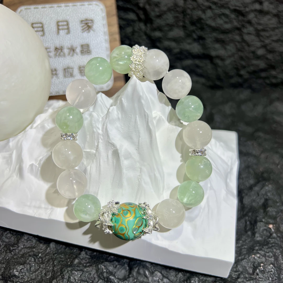 【月月家】AQ915天然羽毛萤石设计款手串多样性发其一