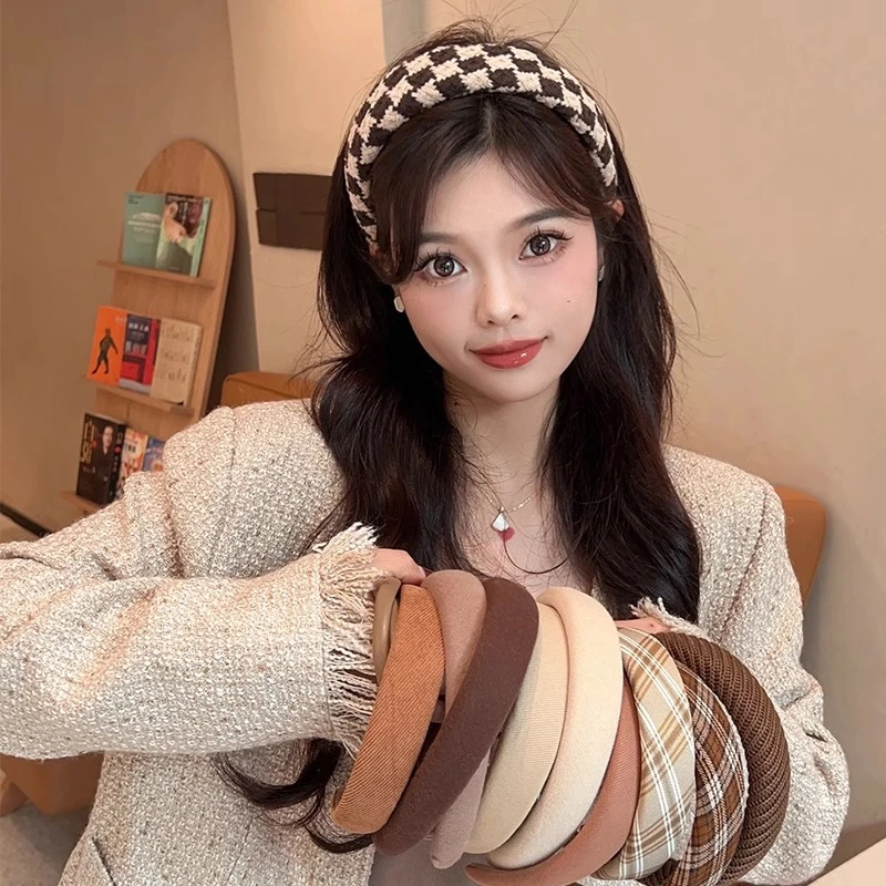 秋冬高级感洋气网红美拉德发箍百搭女新款高颅顶发卡压发毛绒头箍