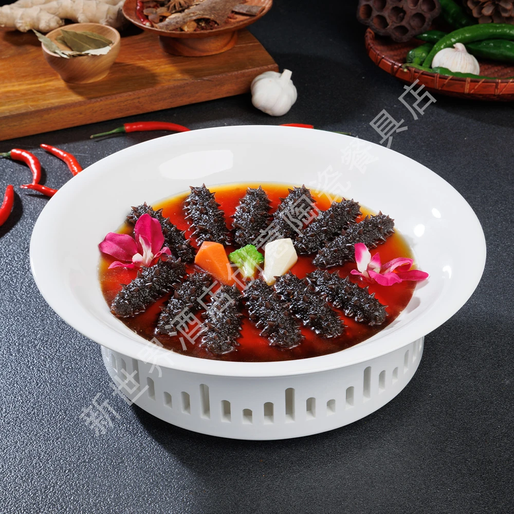 简约霜华圆形白瓷加热明炉酒店饭店餐饮家用餐具品质好物高档餐具