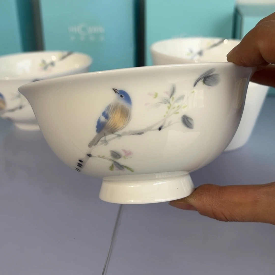 瓷片春风和雀高足碗