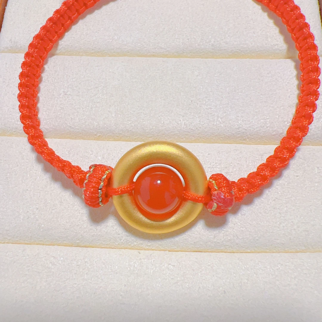 足金平安扣手串甜甜圈手串手工简约手编