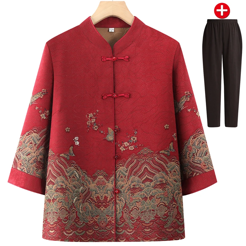 中老年人春夏秋装奶奶装衬衫妈妈薄款开衫外套老太太衬衣老人上衣