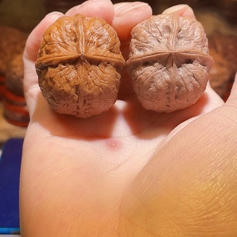 文玩核桃把件血麒麟色差油阴36+一只存钱罐微磕