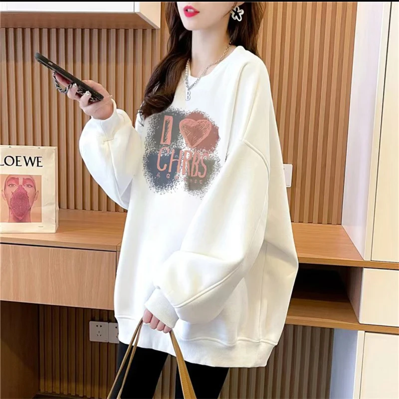 秋冬季迪桑棉圆领卫衣外套秋冬宽松上衣慵懒风简约时尚长袖上衣服