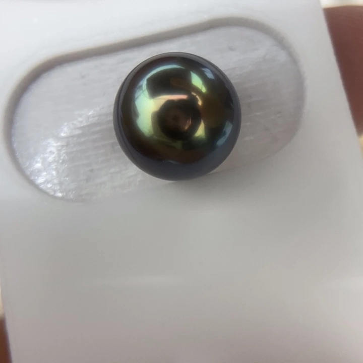 未镶嵌海水珍珠裸珠11.2mm大溪地孔雀蓝炫彩小极光