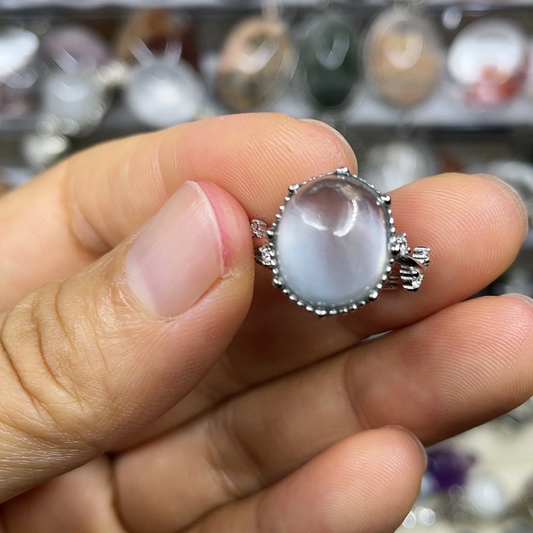 【闪购商品】银S925镶嵌珠宝半成品水晶戒指