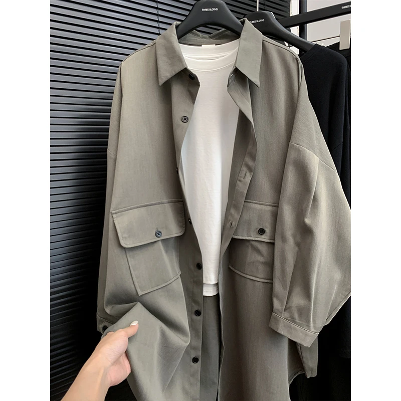 胖mm蝙蝠袖薄款长袖风衣外套女装春秋季大码慵懒风气质中长款上衣