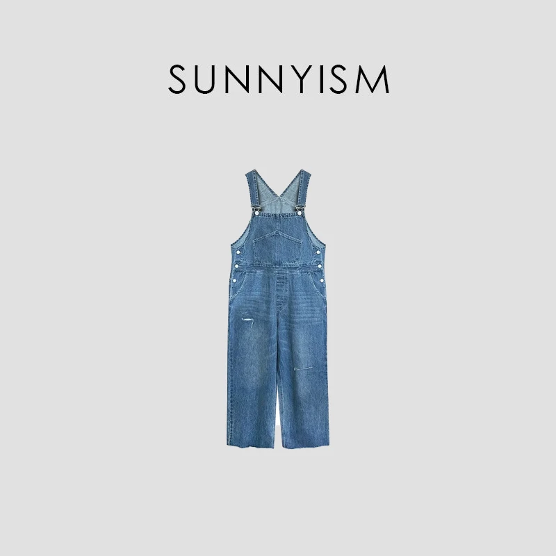 Sunnyism “时髦精背带裤” 可盐可甜减龄背带破洞牛仔裤 BD00021