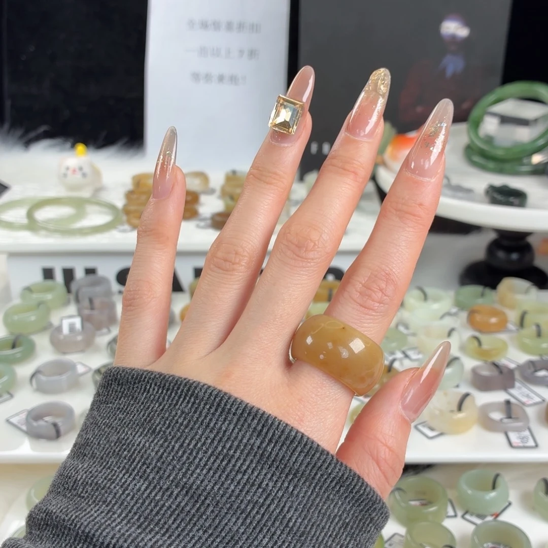 和田玉未镶嵌戒指z69半糖墩墩18.2