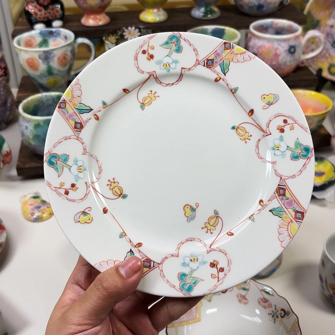 陶九谷银舟窑    盘19.8cm