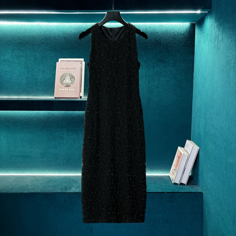 【CENFUN】2025新款黑色无袖修身晚礼服连衣裙E00212