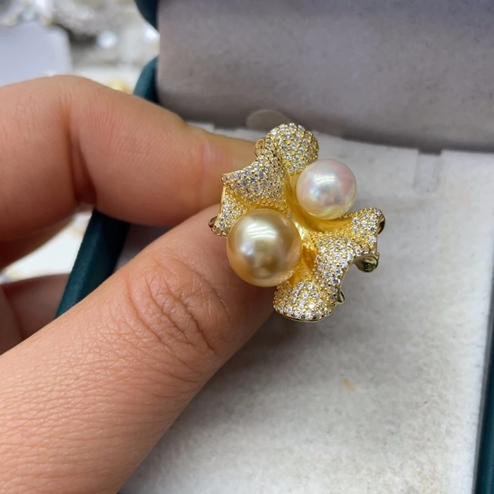 海水珍珠戒指银S925镶嵌