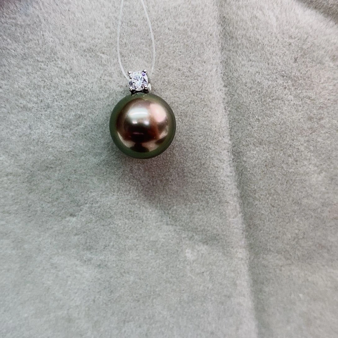 吊坠(不含链)银S925镶嵌海水珍珠10-11