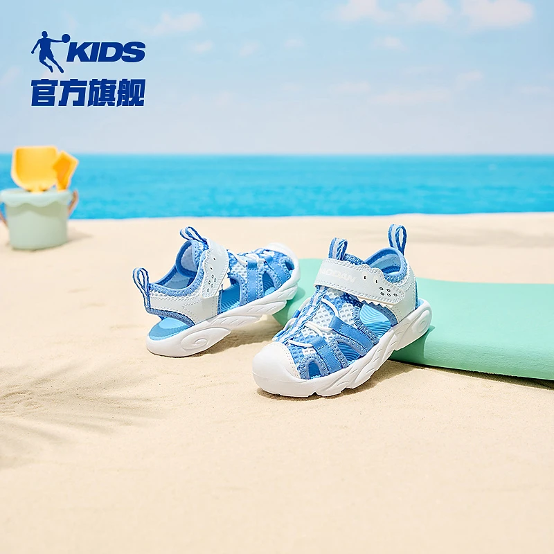 中国乔丹儿童男童2026新款夏季透气软底包头凉鞋