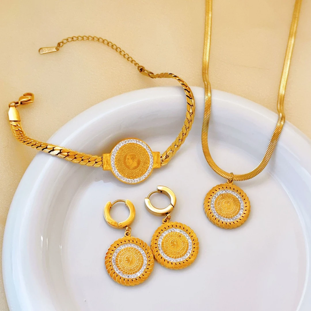 钛钢项链 【T963】钛钢国王镶锆轻奢风项链