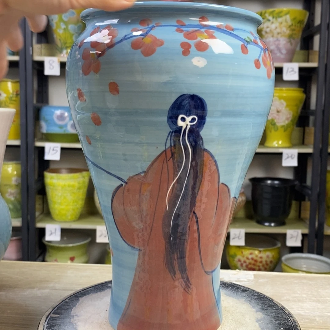 景德镇手工手绘陶瓷花盆