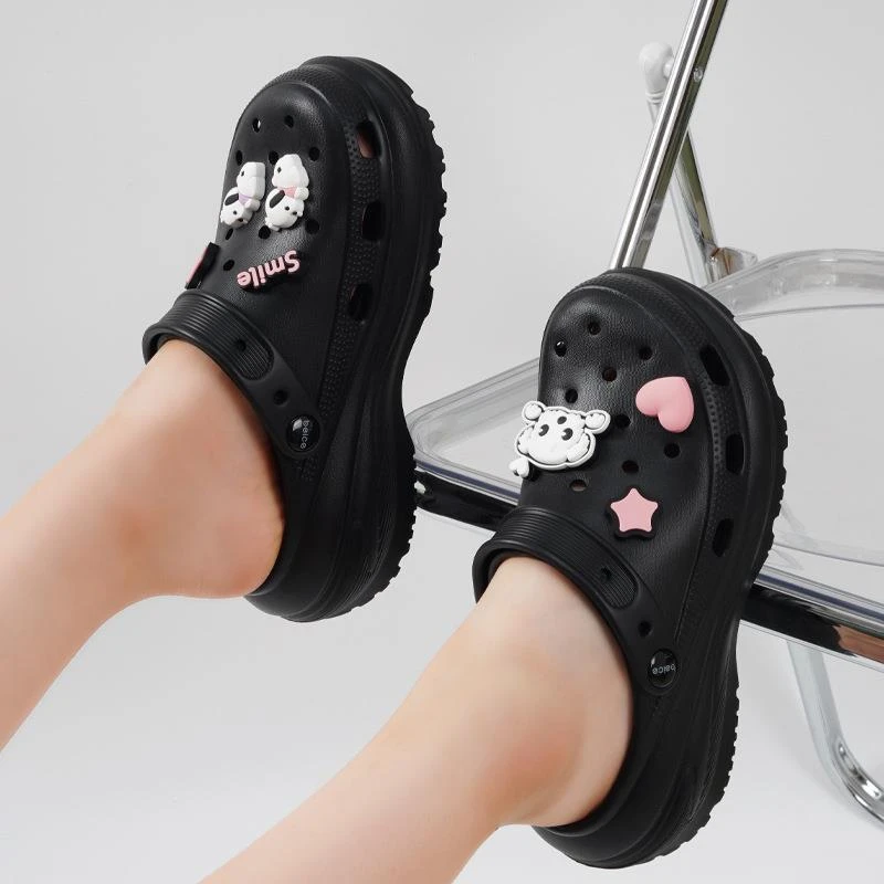 夏季新款女生洞洞鞋泡芙云朵厚底舒适防滑耐磨休闲户外沙滩凉拖鞋