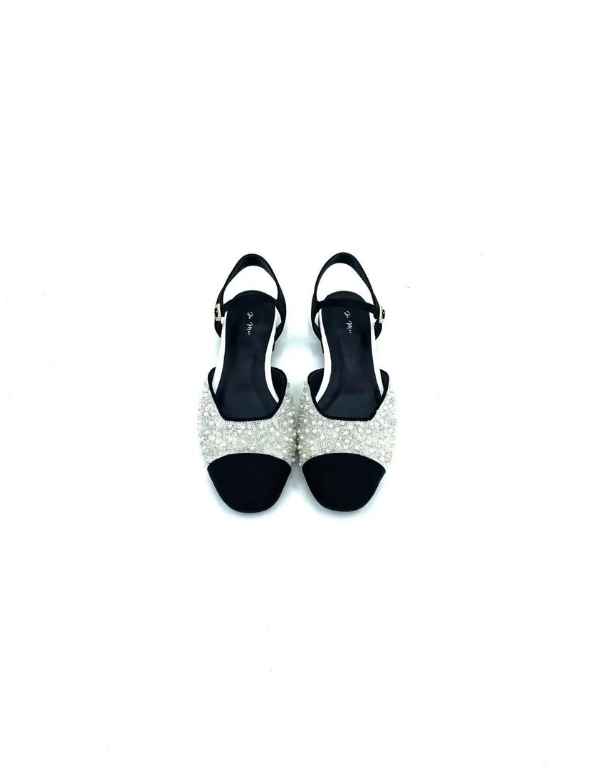 Jumei 高端系列 小香风包头凉鞋/法式经典圆头低跟/JM1151