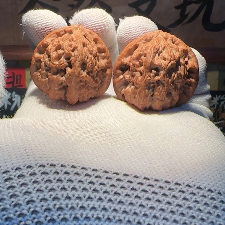 用***0文玩核桃手串38全品nb三角白