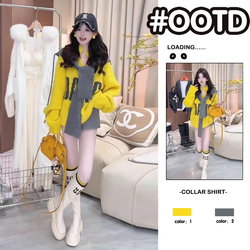 冬季穿搭一整套装女韩版2025年减龄气质时尚毛衣围巾短裤子三件套