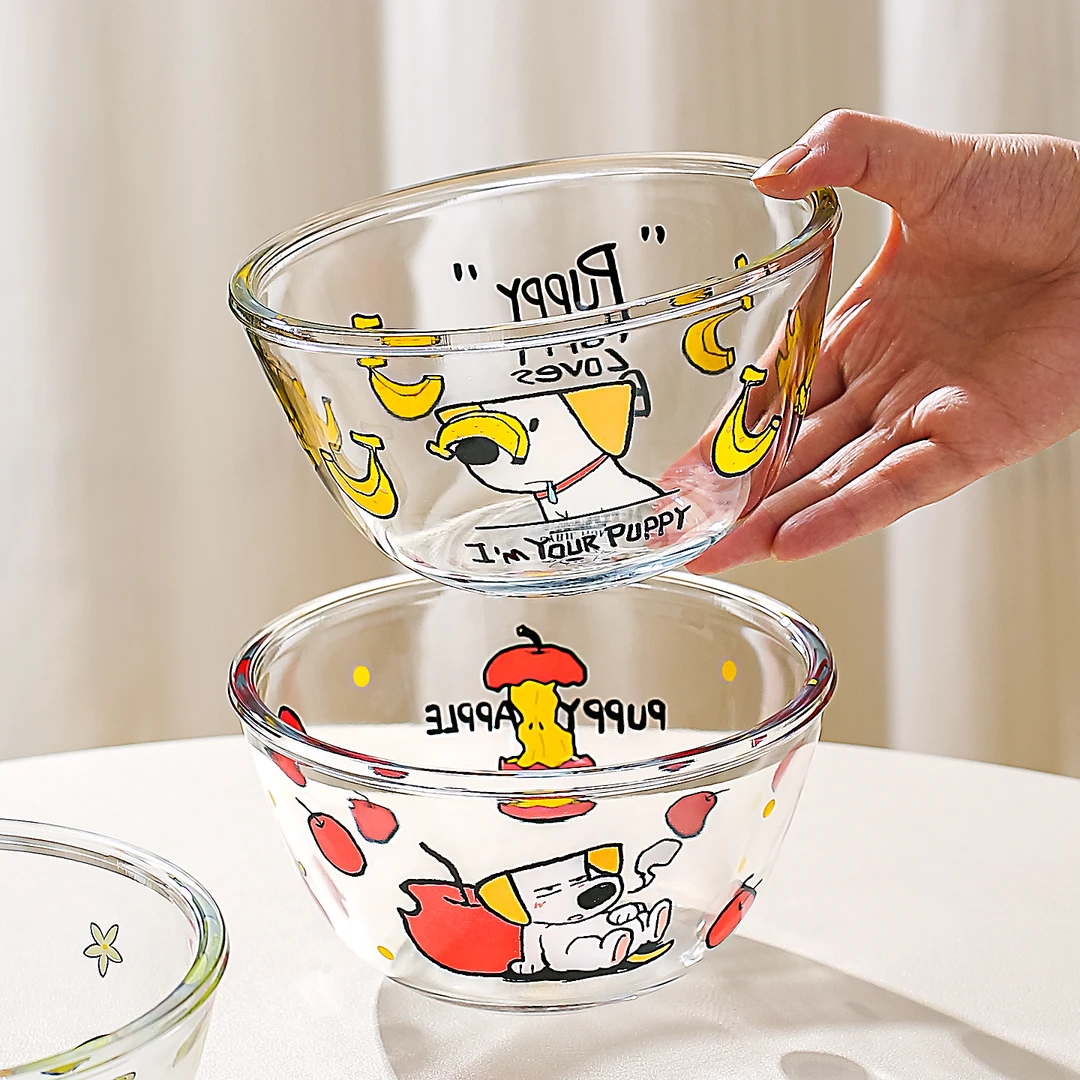 川岛屋高硼硅玻璃碗耐高温家用高颜值透明水果沙拉碗酸奶甜品小碗