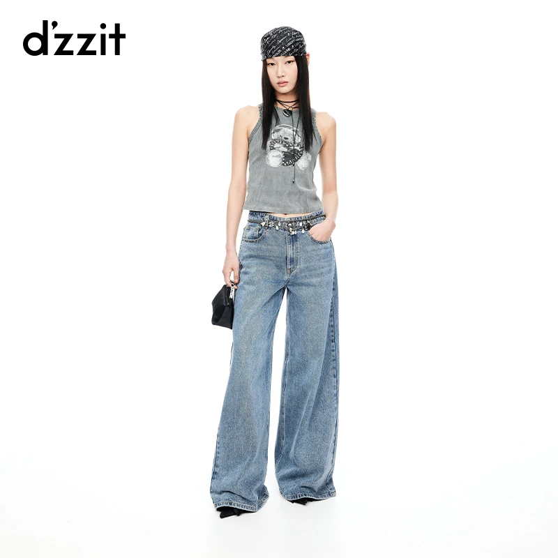 明星同款dzzit地素水洗背心夏季摇滚甜心印花上衣高能感3I2B205