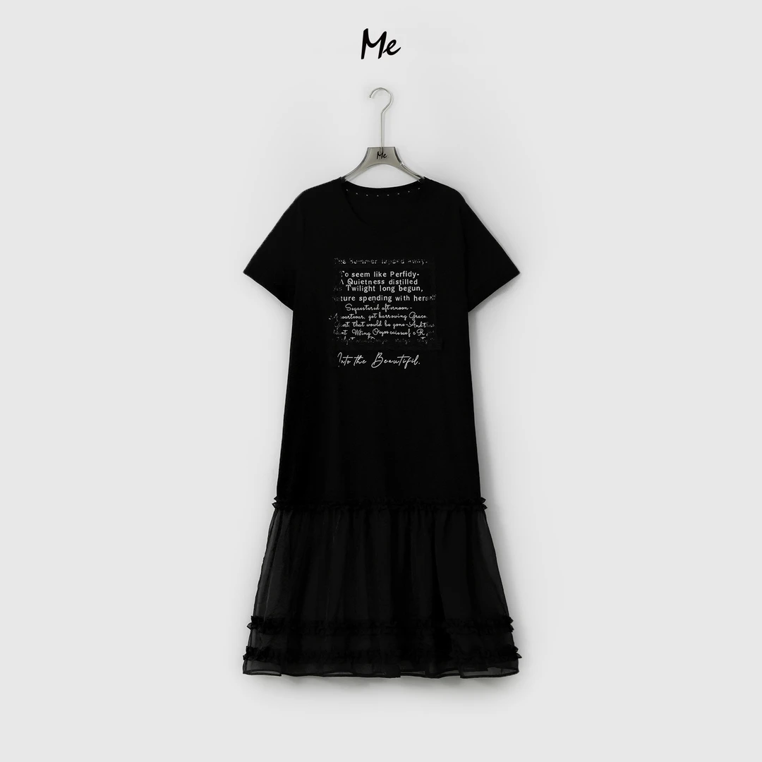 ME【情书连衣裙T】浮雕刺绣透气显瘦舒适时尚百搭短袖裙子MESS6800