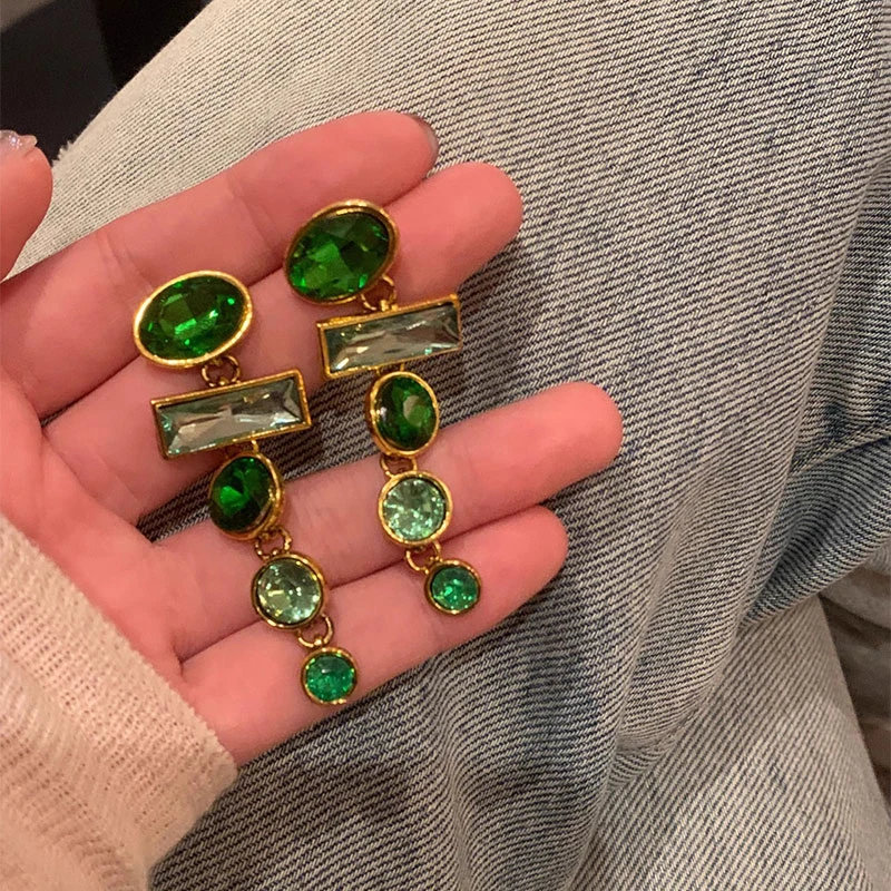 风吹岛屿 海边度假绿色流苏夸张耳环显白耳饰高级感氛围饰品1618