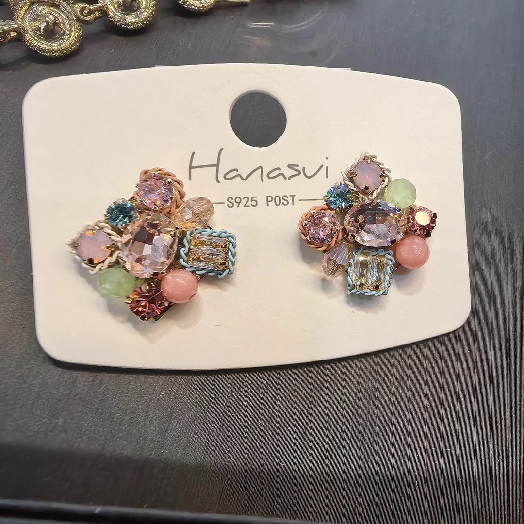 A273粉色闪闪耳钉耳饰