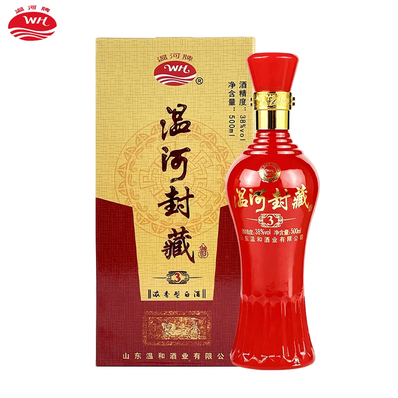 温河【开年酒礼】温河封藏3年3手提袋浓香型白酒500ml*6瓶*整箱38度