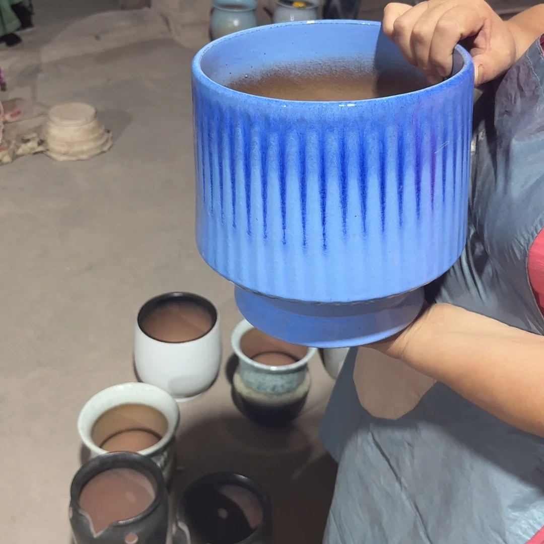 紫砂花盆口22高22