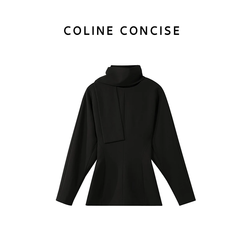 COLINE CONCISE2025 SS小众设计感连袖带小围巾西装外套90015