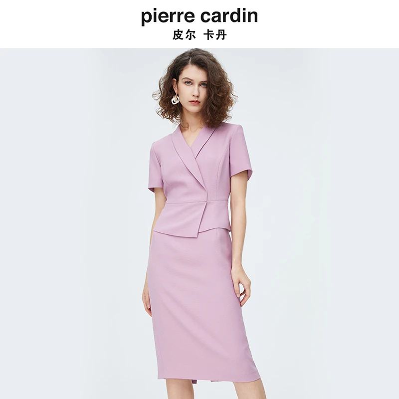 [皮尔卡丹女装]专柜正品经典通勤修身假两件连衣裙