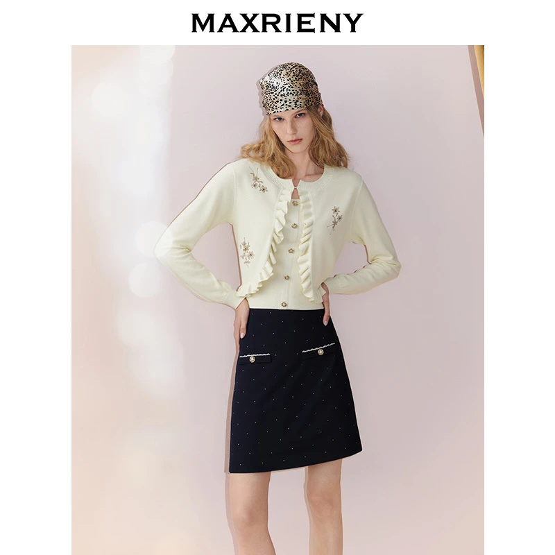 【早鸟超前购】MAXRIENY复古优雅感针织开衫外套25秋款外搭小衫女