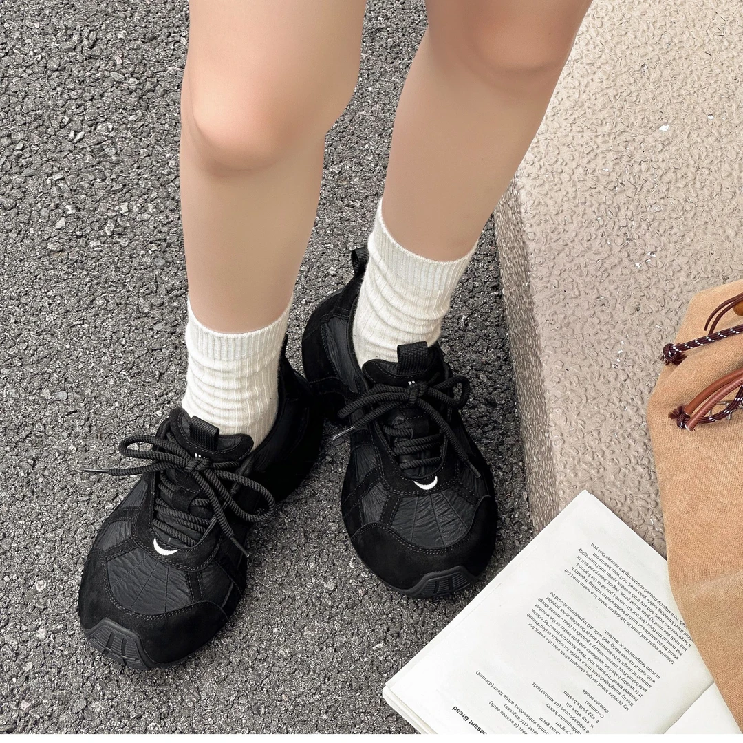 真皮厚底老爹鞋女2026早春新款轻便增高运动休闲鞋MLSY 806-59