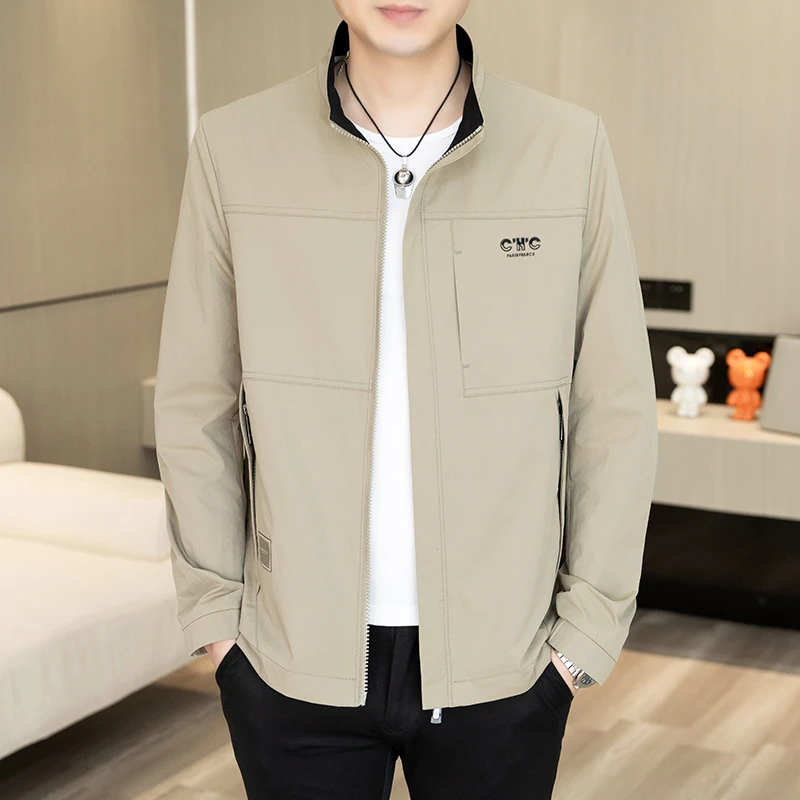 上衣夹克衫春秋立领工装薄款夹克男士外套春秋季商务休闲宽松