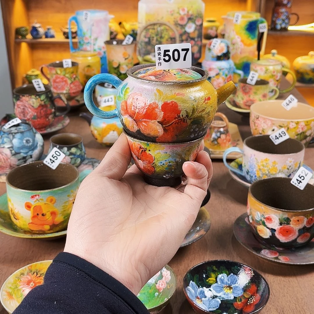 杯纯纯油画风一壶一杯