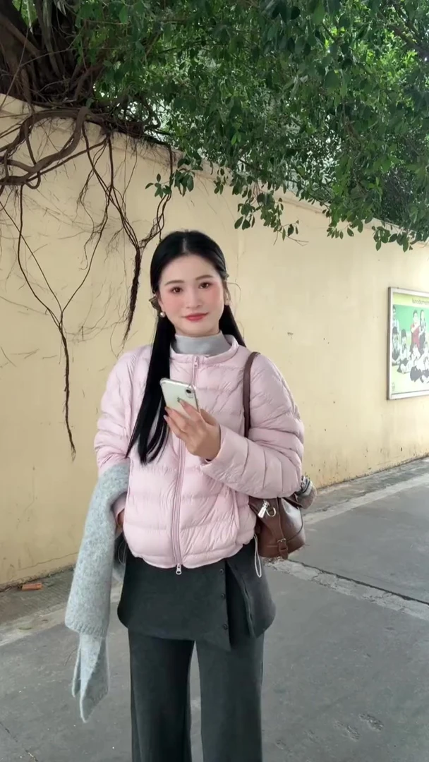 韩版轻薄棉服女2025冬季新款夹棉加厚小个子短款棉衣棉袄圆领外套