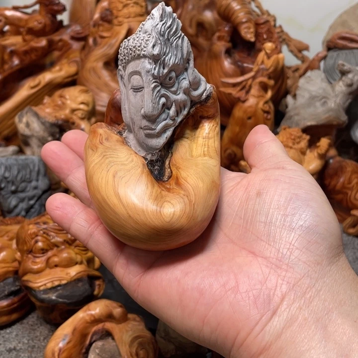 用***0柏木石雕一念之间手把小摆