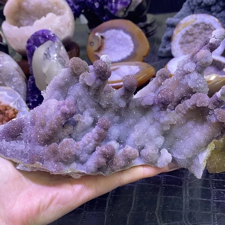 未镶嵌珠宝半成品紫晶满啵啵紫软奇石摆件