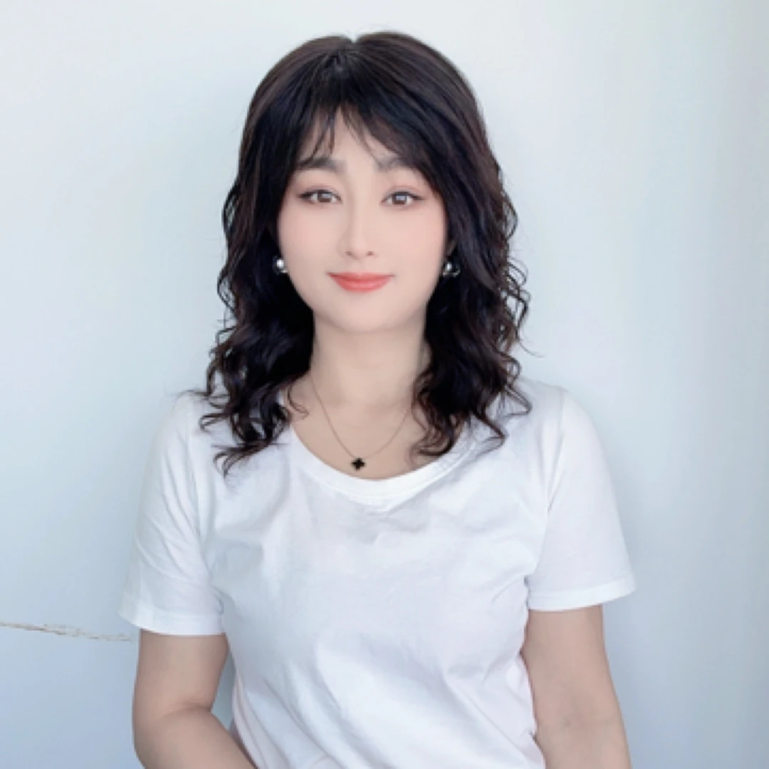 【全真发】手织全头套假发女款中长卷发 (约40厘米)