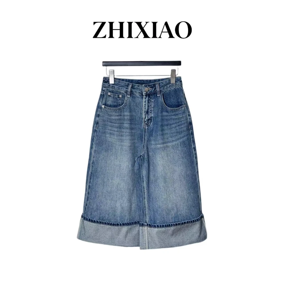 【ZHIXIAO】秋冬新款:脚口翻边牛仔裤001