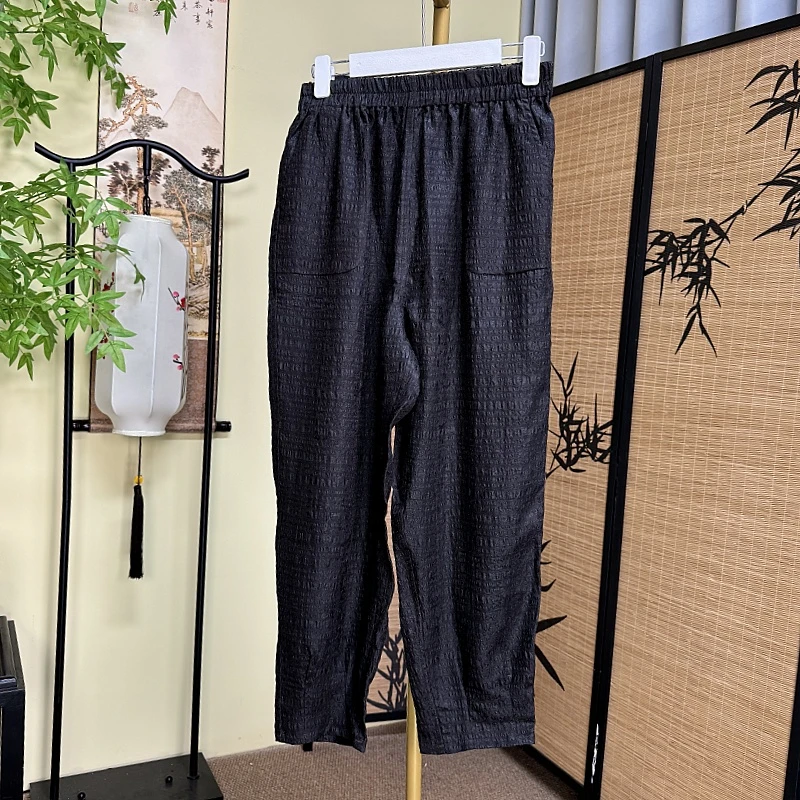 【冠乐绉裤子】2025香云纱冠乐绉裤子舒适百搭时尚重磅桑蚕丝小脚裤