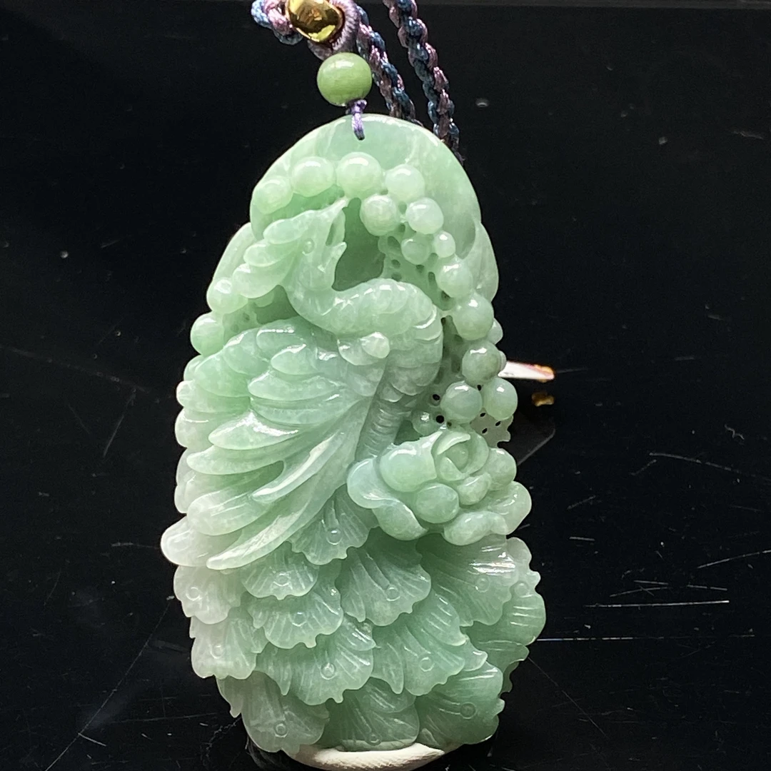 17天然缅甸翡翠A货果绿凤凰牌/500726保利厦门拍卖