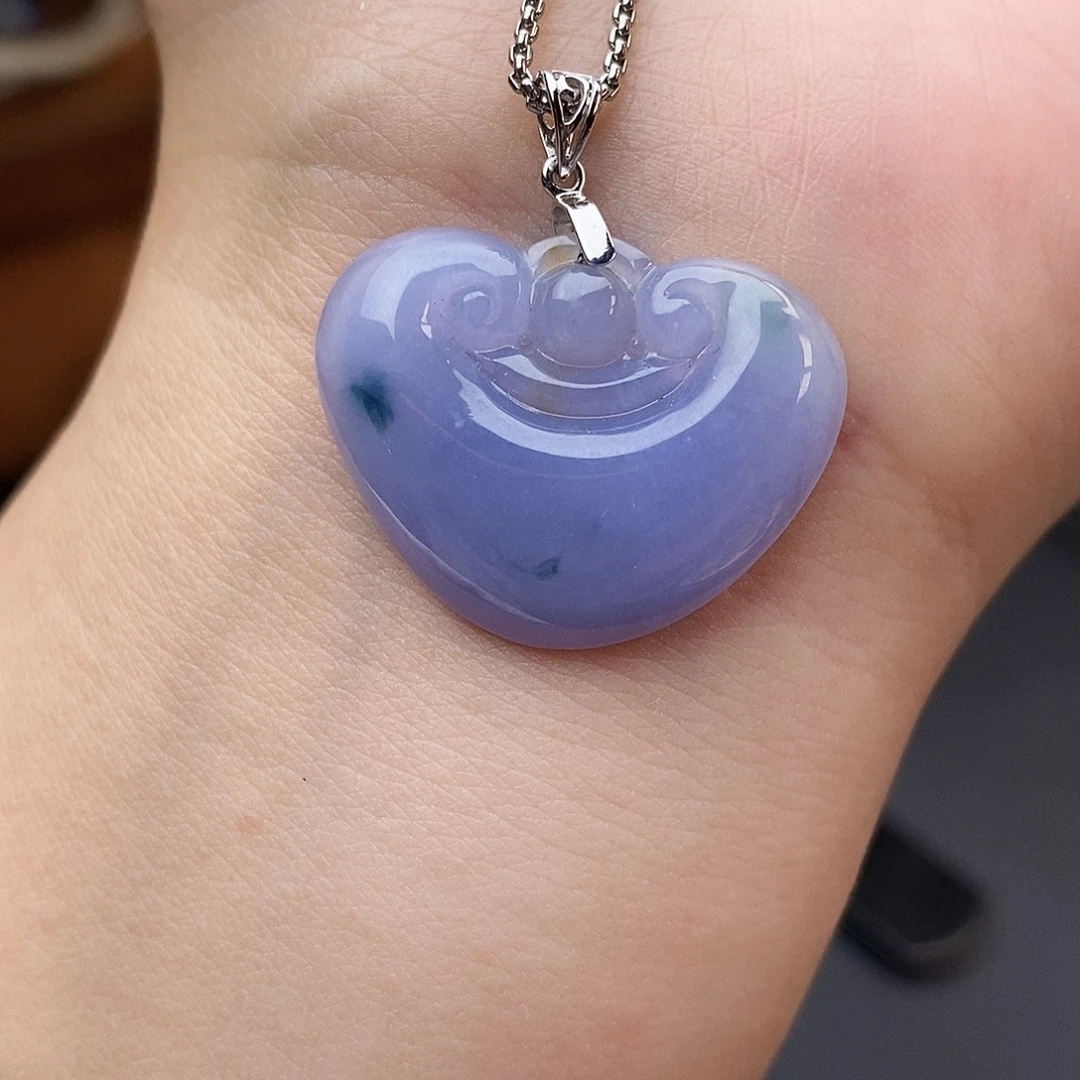 翡翠18K金镶嵌吊坠(不含链)如意头吊坠