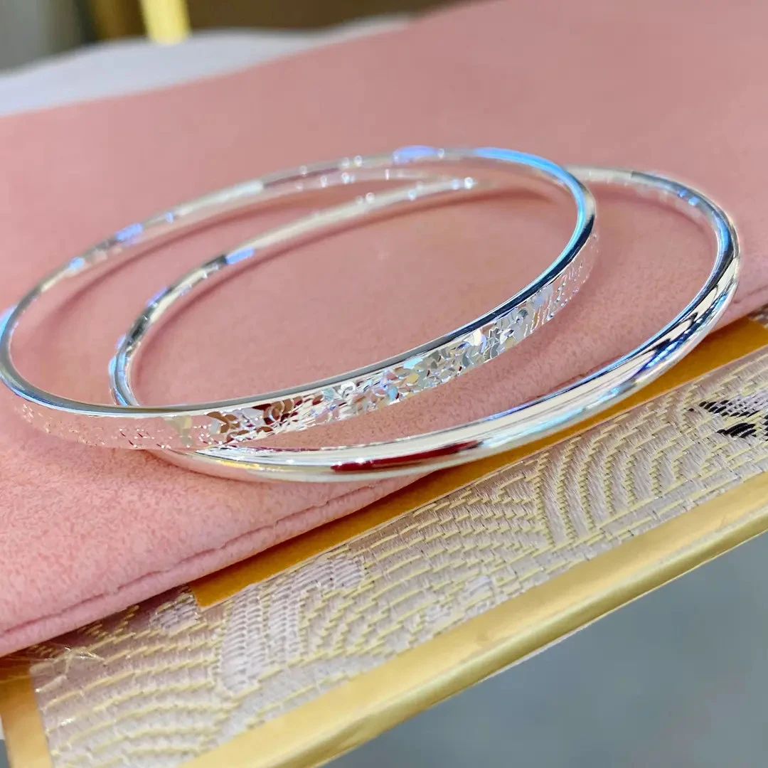 足银999.9 光圈碎冰冰双环闭口手镯 可分开-精选